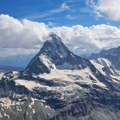 Verortung via Georeferenzierung der Kamera: Aufgenommen in der Nähe von Visp, Schweiz in 3500 Meter